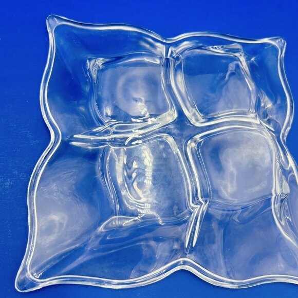 Shannon Fiori Crystal 4-Section Serving Platter Nuts Candies Condiments - Picture 8 of 10